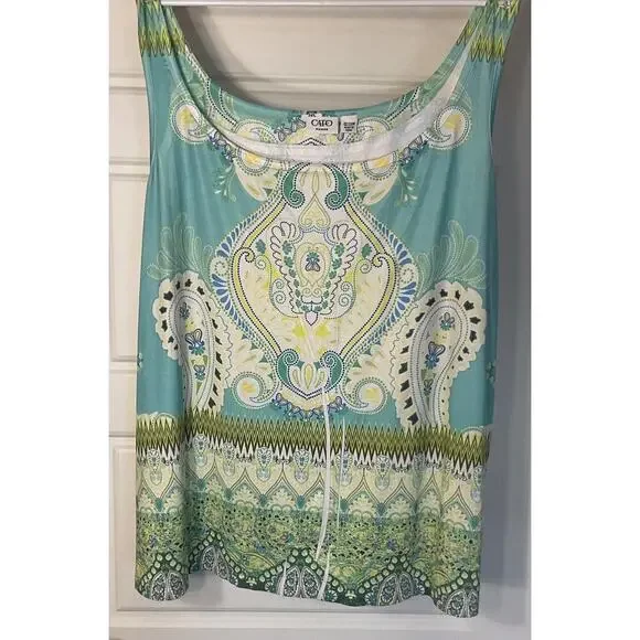 Cato Teal Sleeveless Subliminal Tank W/ Matching Handkerchief Poncho Plus 22/24 - Picture 3 of 11